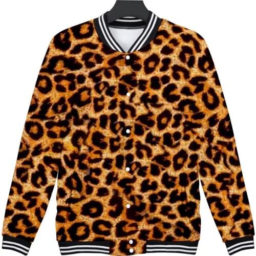 LUCKYFRIDAY Women Pullovers Tops Leopard Print Baseball uniform Winter Lady Hem Hoody Shirts 2020