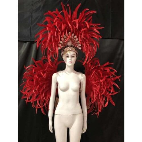 Carnival feather headwear for girls party dancing performance female clothes bow hair headdress dance feather headpiece costume