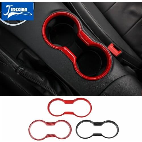 JIDIXIAN Car Interior Front Water Cup Holder Decoration Cover Trim for Ford Mustang 2015 2016 2017 ABS Stickers Accessories