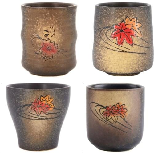 Wholesale Price Ceramics Vintage Hand Painted Straight Body Wind Cherry Soup Swallow Cup Glaze Large Colored Tea Cup