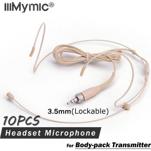 10PCS Professional Headset Headworn Condenser Microphone For Sennheiser Wireless Body-pack Transmitter 3.5mm Screw Locking Plug