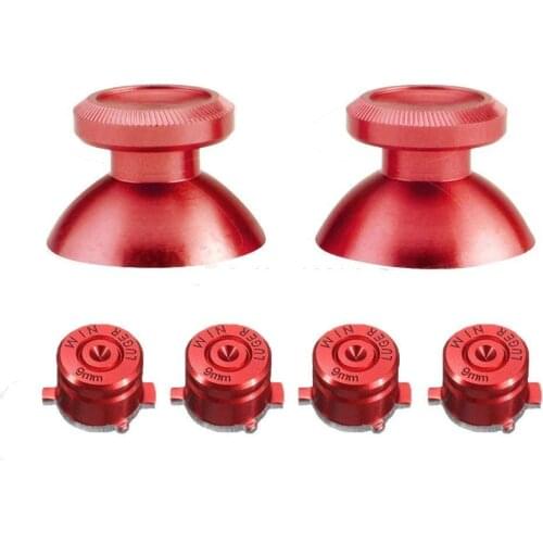 Metal Aluminum Thumbsticks Thumb Grip Stick Mushroom Cap & Bullet Buttons Mod Kit Levers Joystick for PS4 Dualshock 4 Controller