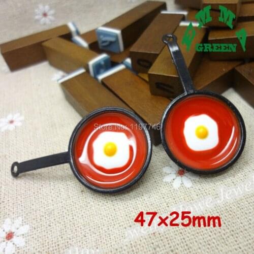 Mini Order Antique Gold Bronze Silver Tone Vintage Tableware Fried Egg Pan Charms Pendants DIY Jewelry Accessories