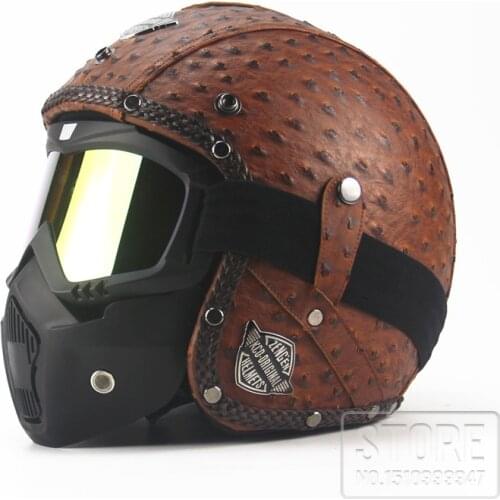 Mens Motorcycle Vintage Retro helmets Bicycle Riding Scooter 3/4 helmet Moto casco Goggles Mask female motorbike MOTO helmets