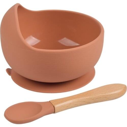 2 Pcs BPA Free Silicone Waterproof Baby Suction Bowl Training Spoon Set Non-Slip Learning Feeding Dish Plate Utensils