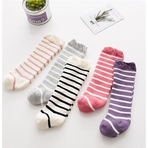 2020 New Cotton Baby Socks Striped Design New Born Winter Short Floor Socks For Kids Girls And Boys Hot Sale