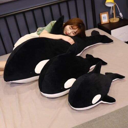 Simulated Giant Sea Animal Orca Pillow Cushion, Black Red Soft Breathable Plush Fabric Pillow, Birthday Present for Children