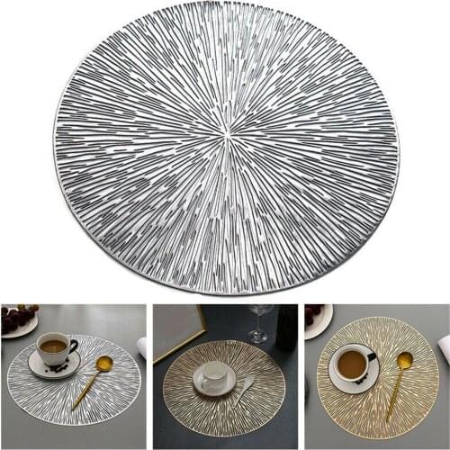 Pvc Hollow Round Placemat Waterproof Non Slip Dining Table Mats Heat Insulation Steak Plate Pad Coffee Coaster Kitchen