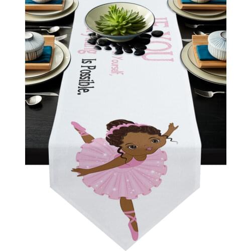 Pink African Ballet Girl Inspirational Modern Table Runner Wedding For Party Event Home Decoration Table Mat Decor Accessories