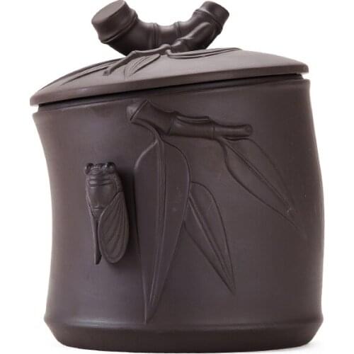 Modern retro personality household purple sand tea embossed craft ceramic sealed storage jar candy snack storage box LB90106