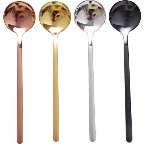 304 Stainless Steel Dinnerware Spoon Tea Spoon Dessert Coffee Ice Cream Spoons Kitchen Accessories Bar Tools New Long Handle