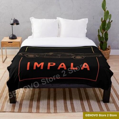 Supernatural 1967 Chevy Impala Blanket Warm Cozy Letter Throw Blanket Print on Demand Sherpa Blankets for Sofa Thin Quilt