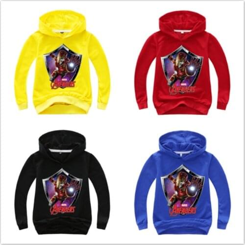 Spring Boys Hoodies Avengers Marvel Superhero Iron Man Children Sweatshirt for Boy Kid Cartoon Jacket Girls Long Sleeve T-Shirts