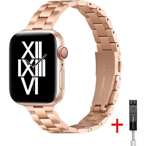 Slim Strap for Apple Watch Band 40mm 44mm 38mm 42mm 44 mm Girl/Women Ultra-thin Metal bracelet iwatch serie 6 5 4 3 se