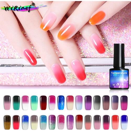 WiRinef 28 Colors Lucky Thermo Chameleon Nail Polish Temperature Change Color Gel Nail Polish Soak Off UV Gel Lacquer