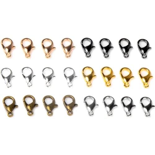 50pcs/lot Lobster Clasps Bracelets Necklaces Connectors 10-18mm Hooks Chain Closure DIY Jewelry Findings Accessories