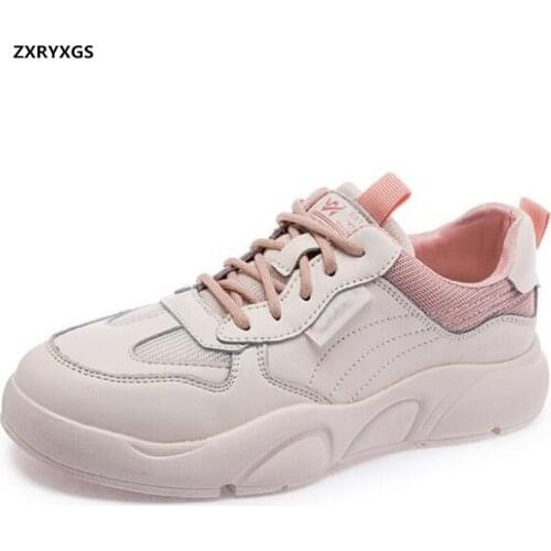 Promotion 2020 New Light Comfortable Spring Summer Shoes Genuine Leather Mesh Women Shoes Casual Sneakers Breathable Flat Shoes