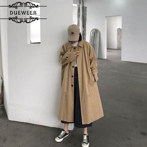 Trench Coats Women Solid Loose Overknee Leisure Fashion Retro Streetwear Harajuku All-match Womens Ulzzang Elegant Korean Style