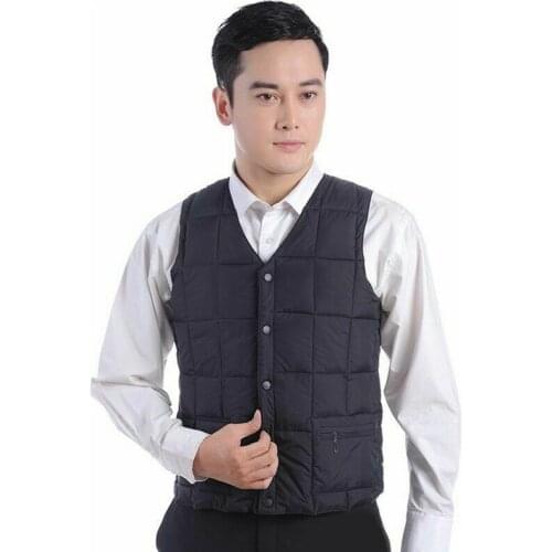 V Neck Waistcoat Vests Men Warm Thermal Down Cotton Sleeveless Jacket Thick Coat Fashionable Solid Color Thickened Send Dad