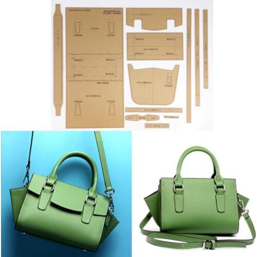 1 Set Acrylic Stencil Template DIY Leather Handmade Craft women handbag Shoulder bag Sewing Pattern 34x17x14cm