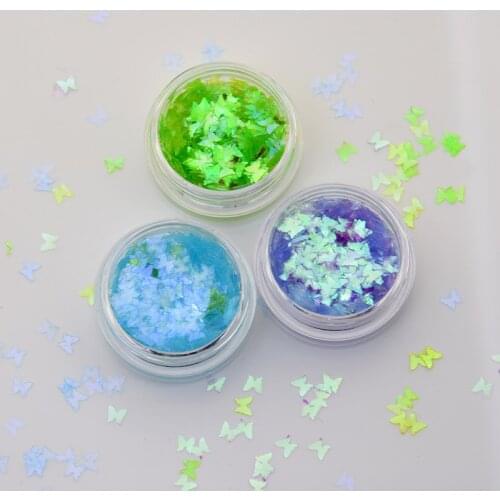 1Set (12 Jar) Nail Butterfly Flake Holographic Glitter Sequin,3ML in a Jar Nail Art Glitter,12 Colors Chunky Loose Nails Glitter