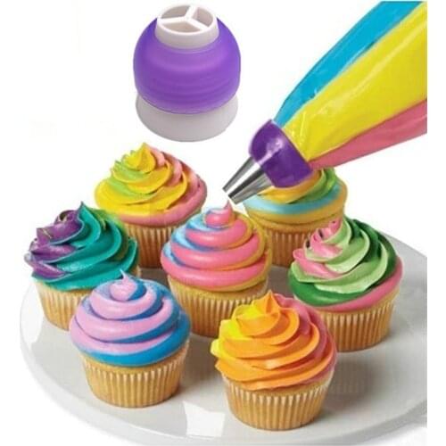 3 Color Cake Decorating Tools Icing Piping Cake Cream Pastry Bag Nozzle Converter Bakeware Tool DIY Cake Stand for Wedding Cake