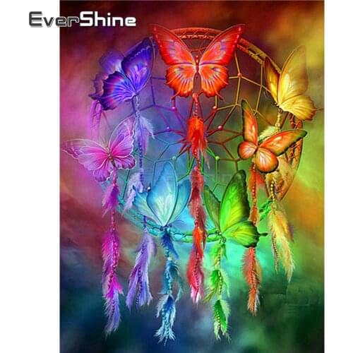 EverShine DIY 5D Diamond Painting Dreamcatcher Picture Of Rhinestones Diamond Embroidery Butterfly Cross Stitch Diamond Mosaic