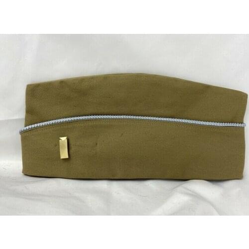 WW2 US ARMY KHAKI GARRISON CAP HAT & ARMY SECOND LIEUTENANT OFFICER RANK BADGE World military Store