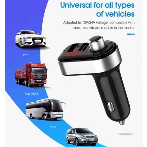 Car Handsfree Wireless Bluetooth Kit FM Transmitter Car MP3 Player USB Charger FM Modulator With 2 USB Ports Car Accessories