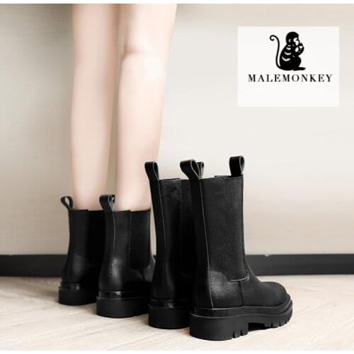 2020 Chelsea Boots Women Winter Autumn Brand Designer Fashion Leather Platform Ankle Boots Ladies Short Boots New 043329