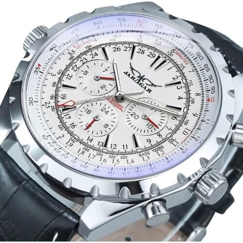 JARAGAR Military Watch for Men Mechanical Wristwatches Top Brand Luxury Watches Mens Leather Strap Luminous Hands Clock relogio