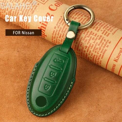 Top Layer Leather Car Key Case For Nissan Qashqai Juke J10 J11 X-Trail T32 T31 Kicks Tiida Pathfinder Note For Infiniti Q50 QX60