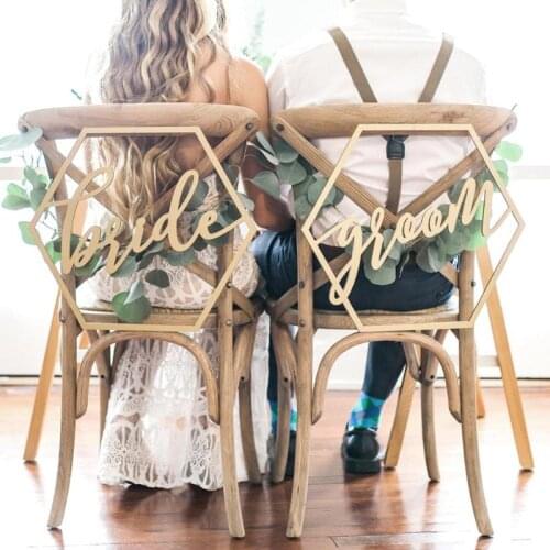 Wood Chair Banner Chairs Sign DIY Wedding Decoration for Engagement Wedding Party Supplies Bride&Groom/Mr&Mrs/Better&Together