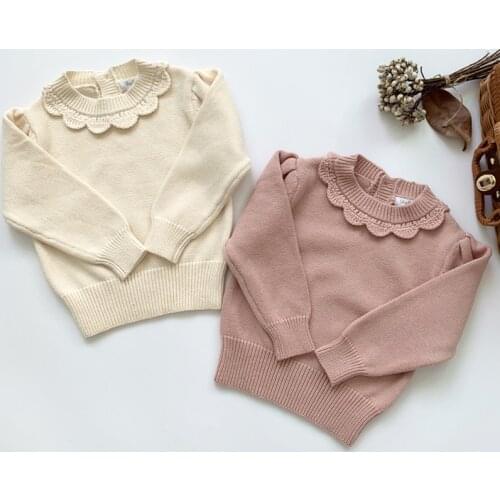 Children Knitted Sweaters Baby Girls Solid Pullover Tops Autumn Winter Kids Causal Sweaters Baby Girls Knitting Clothing