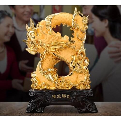 DRAGON DISPLAY A GOLDEN DRAGON HANDICRAFT WINDFALL BUSINESS OPENING GIFT OFFICE TABLETOP DECORATION