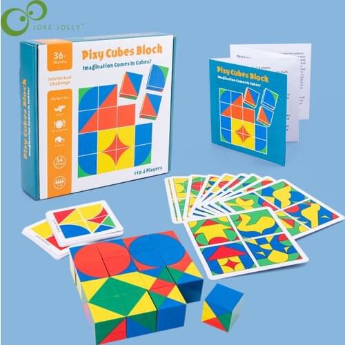Preschool Baby toy 3D Jigsaw Puzzle Pixy cubes Spatial thinking learning Educational Monterssori Wooden toy for Children ZXH
