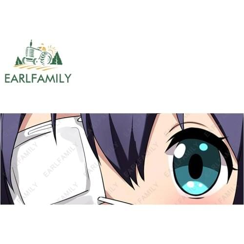 EARLFAMILY 15cm x 5.6cm Anime Rikka Reflective Eyes Slap Car Sticker Vinyl Rear Windshield Decal JDM Classic Peek Girl Stickers