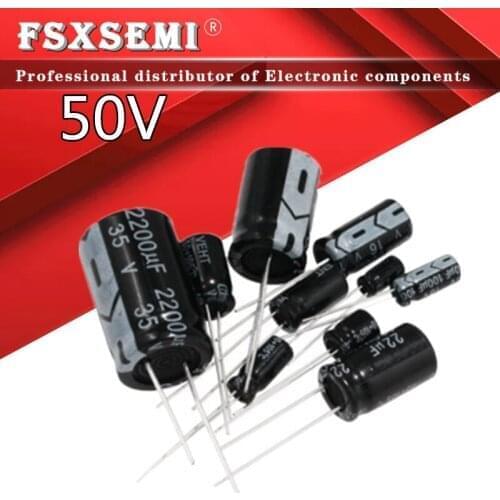10PCS 50V Electrolytic capacitor 0.22uf 0.33uf 0.47uf 1uf 2.2uf 3.3uf 4.7uf 10uf 22uf 33uf 47uf 100uf 220uf 330uf 470uf 680uf