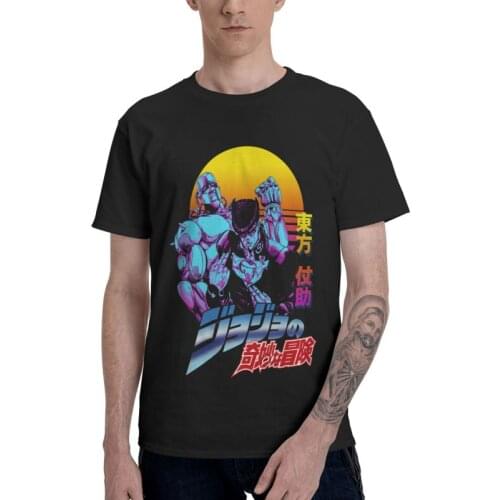 JoJo Bizarre Adventure Anime Character T-shirt Men T Shirt Short Sleeve 100% Cotton Jotaro Kujo And Joseph Joestar Tshirt Tee