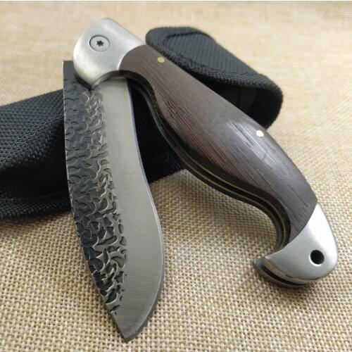 8.2'' Survival Outdoor Tool + Wood Handle Tactical Folding Knife 440C Steel Blade Pocket Hunting Camping Knife Survival Knives