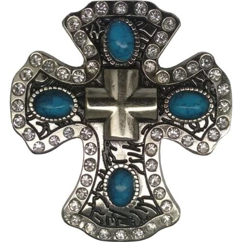 KDG Western Denim Rhinestone Cross Concho Zinc Alloy Crystal Concho Fashion Accessories with Rivets