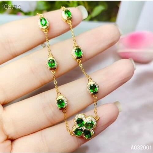 KJJEAXCMY fine jewelry natural Diopside 925 sterling silver new women gemstone hand bracelet support test classic