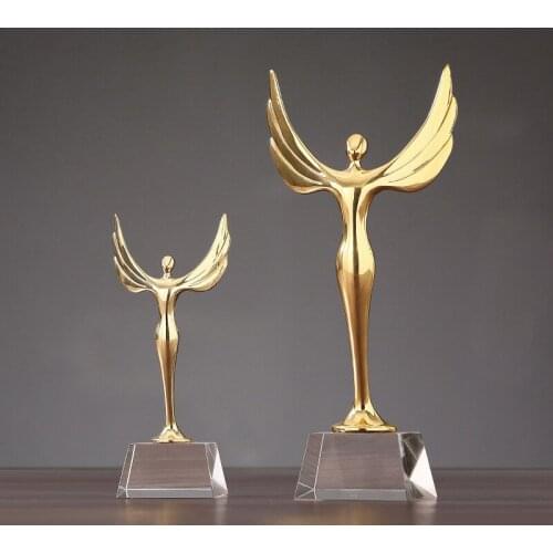 European-style Metal Goddess Sculpture with Crystal Base Creative Figurines Living Room Bookcase Decor Figurines Home Deco Gifts