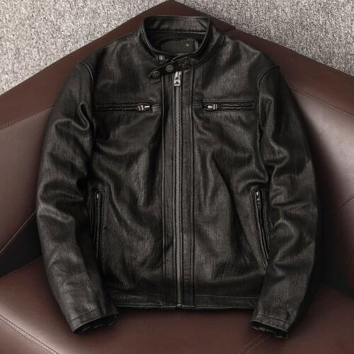 Vintage Genuine Leather Jacket Men 100% Natural Sheepskin Coat Plus Size Men Clothing 4xl Spring 2021 Hommes Veste Pph3783