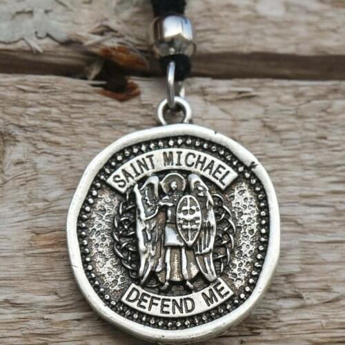 Mens Saint Michael Necklace Archangel Medal Pendant Russian Greek Orthodox Patron Gift Dropship