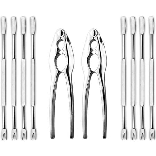 Practical Seafood Tools Set Including 8 Forks and 2 Lobster Crab Crackers Nut Cracker Set Seafood Tool Kit Nut Cracker Tool