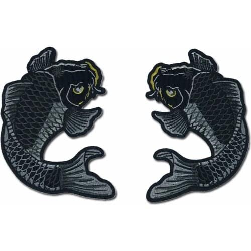 1 Pair Chinese Carp Fish High quality Embroidery Patch Iron on Patches for Clothing Jacket T-shirt Jeans Embellished Cloth