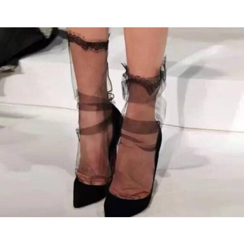 New Princess lace Glitter Women Socks Fashion Net yarn Female Socks Harajuku Soft Ladies Funny Transparent Elastic Hosiery