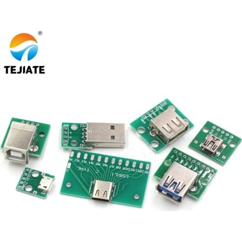 1PCS MK5P TYPE-C MINI-5P USB2.0/3.0 To DIP Adapter Board Micro USB Power Data-cable Welded Module