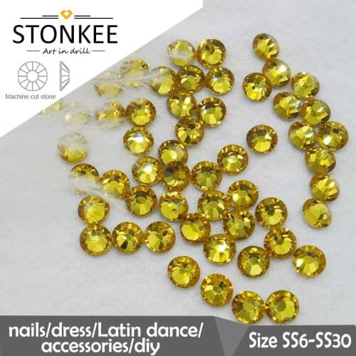 Flat Beads HotFix crystal and colors Rhinestone iron-on stone for fabric LIGHT TOPAZ SK010